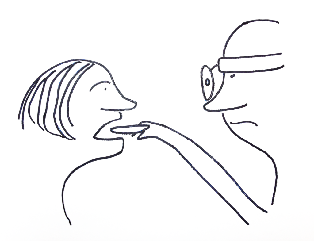 ENT physician examining a patient’s throat