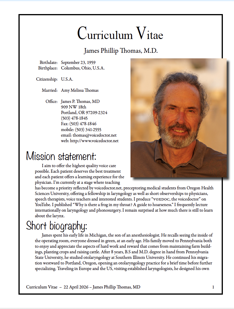 CV — James P. Thomas, MD (page 1 preview)
